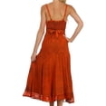 thumbnail image 2 of Sakkas Stonewashed Rayon Embroidered Adjustable Spaghetti Straps Long Dress - Burnt Orange - L/XL, 2 of 5