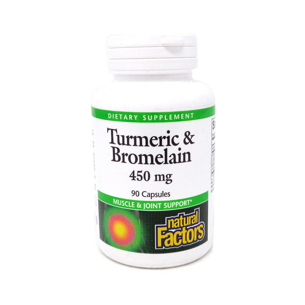 Natural Factors Turmeric & Bromelain 450 mg 90 Caps - Walmart.com