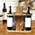 thumbnail image 5 of Bamboo Countertop Wine Rack with 4 Glass Holders & 2 Bottle Storage - Freestanding Bar Display Organizer in Brown, 5 of 6
