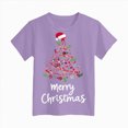 thumbnail image 4 of NOLDARES Christmas Shirts Girl Cotton Short Sleeve Tshirts Santa Xmas Tree Bow Graphic Tees,A610-Purple, 4 of 6