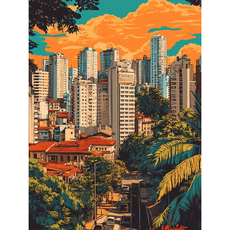Cityscape Canvas Painting/Wall Art， Perfect for Living Room， Bedroom， Office， Dining Room， and Apartment Decoration.