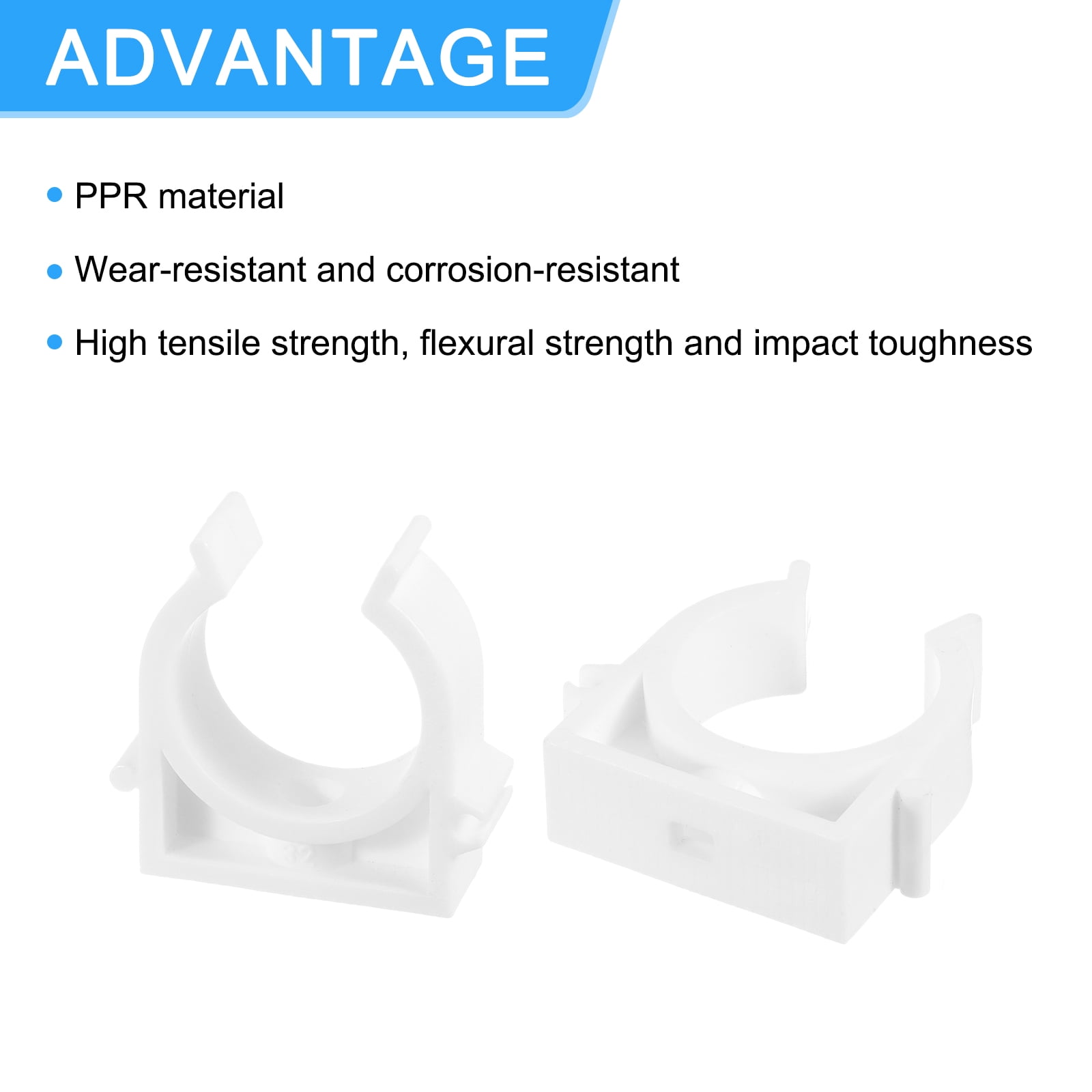 Uxcell 50Pack U-Shaped Pipe Clamps Clips, PPR U Shaped Water Pipe Clamp Fit for 32mm/1.26" OD Water Pipe, White