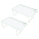 thumbnail image 1 of Mesa de desayuno Uxcell con patas plegables, escritorio para bocadillos para comer, paquete de 2 en blanco, 1 of 5