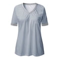 thumbnail image 3 of Yubnlvae Shirts for Women, Women's Short Sleeve V-Neck T Shirts Pocket Tunics Casual Tops Blouses T-Shirts for Women Grey, 3 of 6