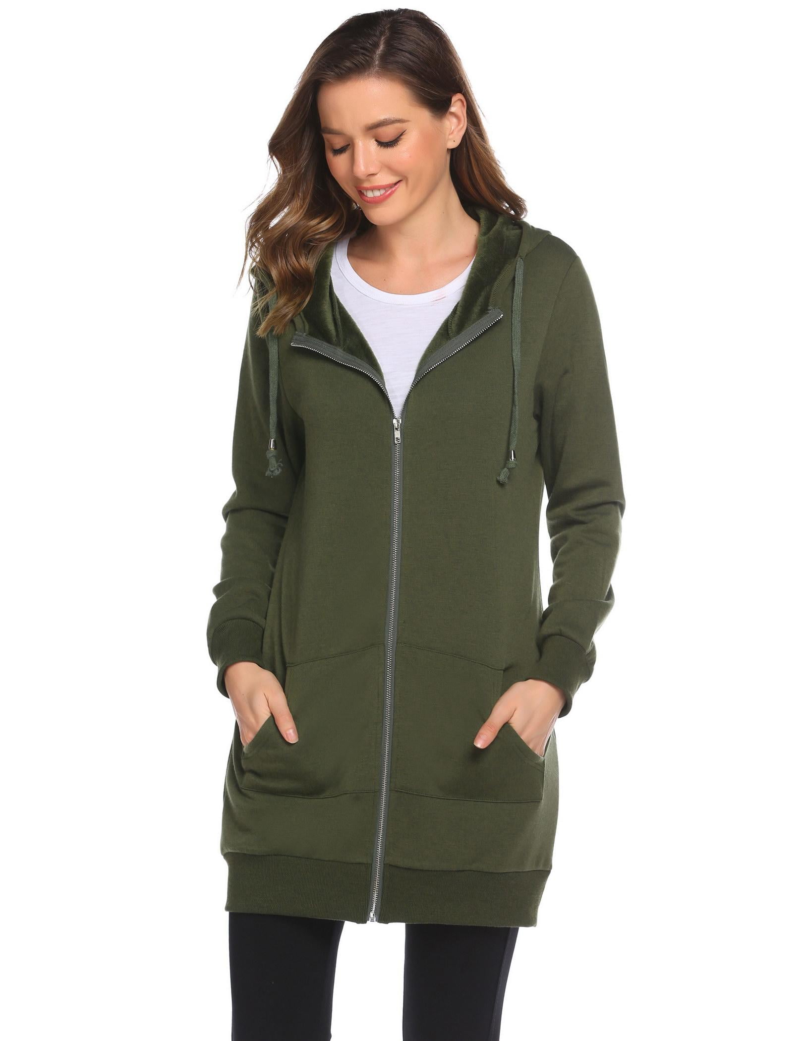 Zeagoo Women's Zip Up Hoodies Long Sleeve Fall Fleece Jacket Casual Oversized Tunic Hooded Sweatshirt With Pockets Winter Coats