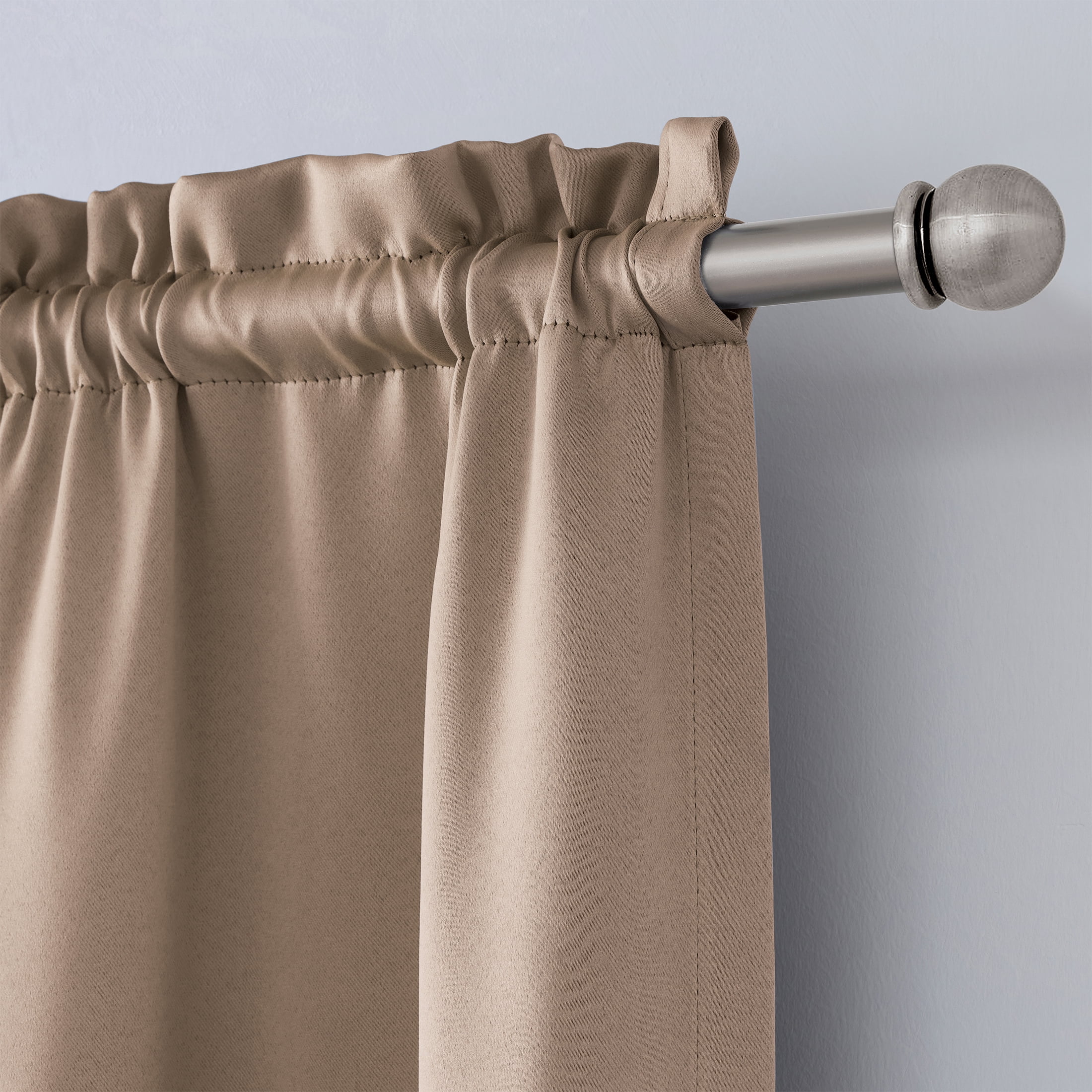 Mainstays Solid Blackout Curtain Panel Pair, Set of 2, Brown, 30"W x 63"L