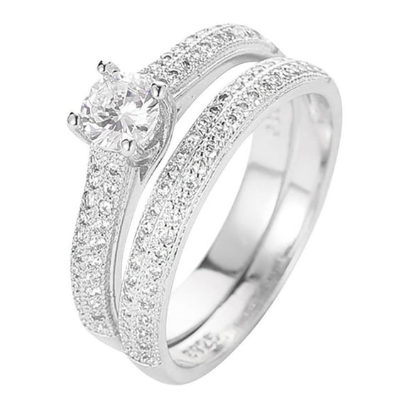 CILENON Silver Rings for Women Couple's Rings With Diamonds for Women Fashion Jewelry Popular Accessories Gold Jewelry Engagement Rings for Women Silver Rings(Silver,6)