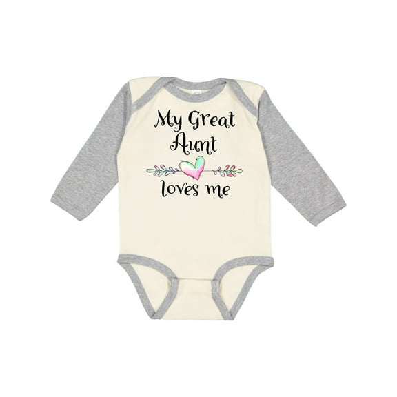 Inktastic My Great Aunt Loves Me Heart Boys or Girls Long Sleeve Baby Bodysuit