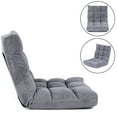 thumbnail image 4 of Topbuy Lazy Recliner Coral Velvet Polyester Gaming Chair with Adjustable Arms, Grey, 4 of 8