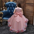 thumbnail image 3 of Girl Rose Ruffle Tiered Tutu Gown Flower Girl‘s Sleeveless Lace Princess Dresses with Long Hem Party Ball Tulle Pageant Gowns for Wedding, Birthday, Christmas - 3-10T, 3 of 10