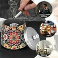 thumbnail image 4 of Yayeee Ashtray with Lid for Cigarette Smokeless Stainless Steel Home Ash Holder, Colorful Floral Pattern, 4 of 7