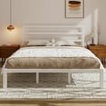 thumbnail image 2 of E-motie King Size Metal Platform Bed Frame with Headboard, Heavy Duty Metal Slat Mattress Foundation, Easy Assembly, No Box Spring Needed, White, 2 of 8