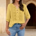 thumbnail image 6 of BODOAO Embroidered Linen Shirts for Women Retro Embroidered Tops Three Quarter Blouses Dressy Clothes Mexican Shirt V Neck Shirts 2026 Casual Trendy Blouse Bohemian Tops Basic Tee Shirt Gauze Tops, 6 of 9