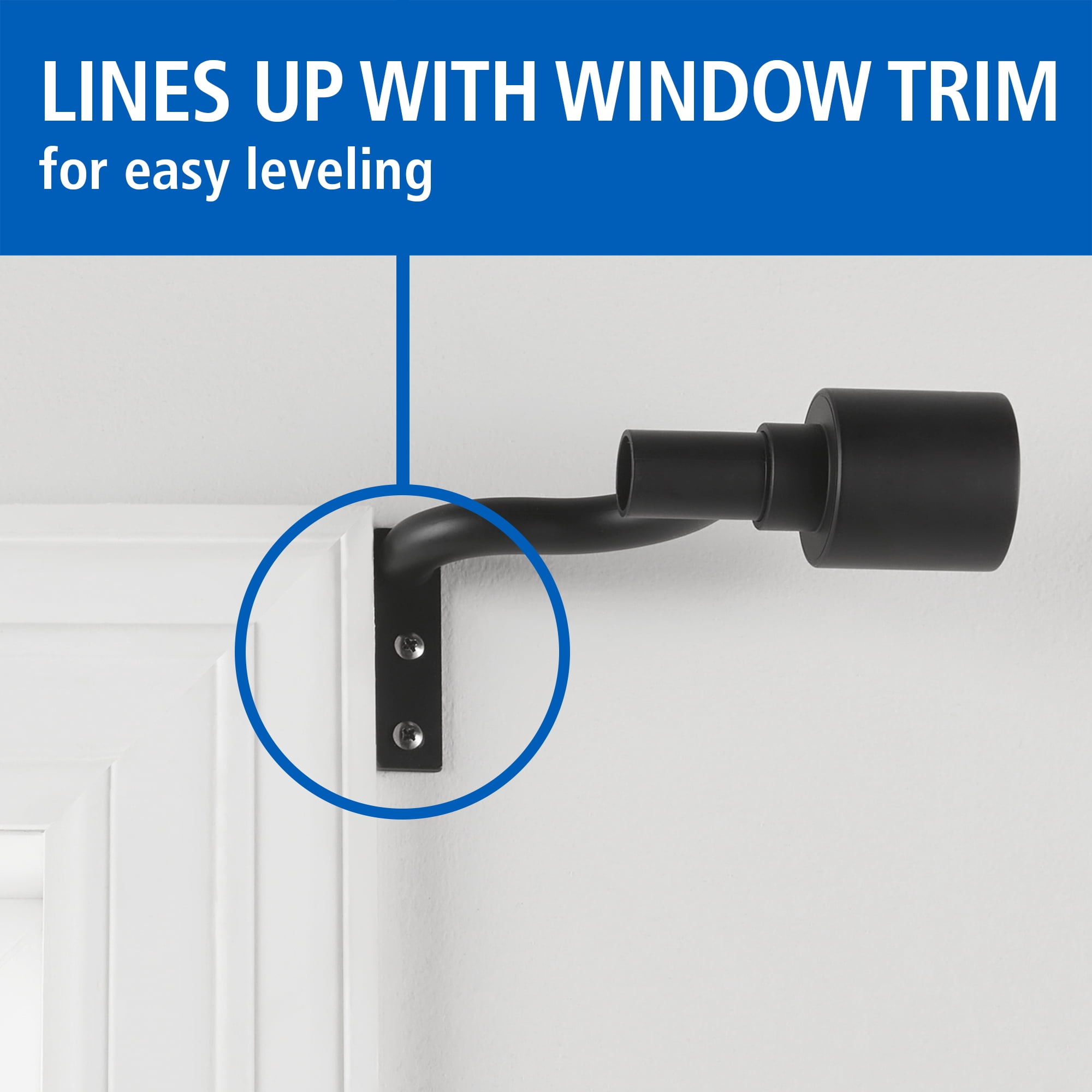 Mainstays Easy Hang Curtain Rod, Adjustable 30-84 Inches, Matte Black