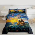 thumbnail image 2 of Feelyou Cartoon Sloth Animal Bedding Comforter Set, Kawaii Woodland Wildlife Twin Comforter Sets, Teens Kids Boys Girls Reversible Bedding Set, Microfiber Bedroom Decor, 2-Piece, 2 of 8