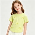 thumbnail image 2 of KyCheLot T-Shirts à Col Rond pour Filles T-Shirts d'Été de Couleur Unie à Manches Courtes T-Shirts Confortables Mignons avec Nœud, 2 of 9