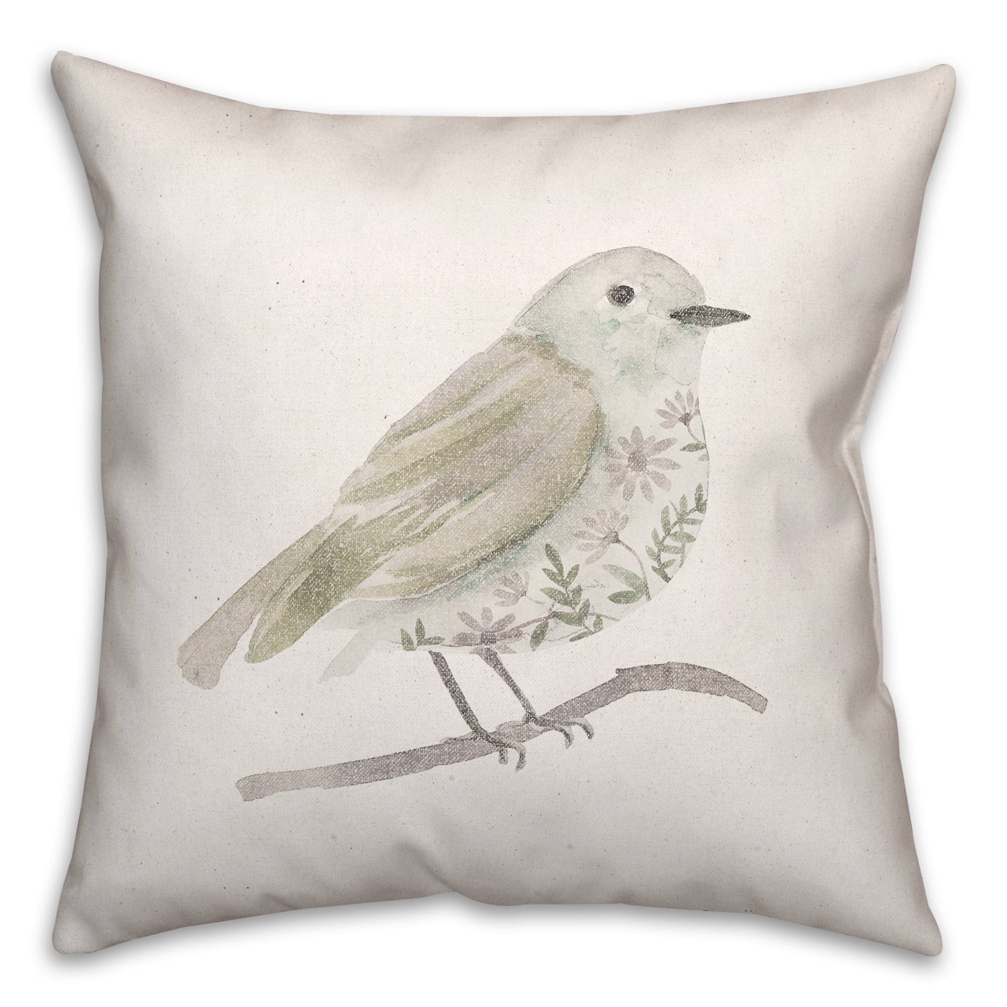 Creative Products Neutral Sage Bird I 18 x 18 Indoor / Outdoor Pillow