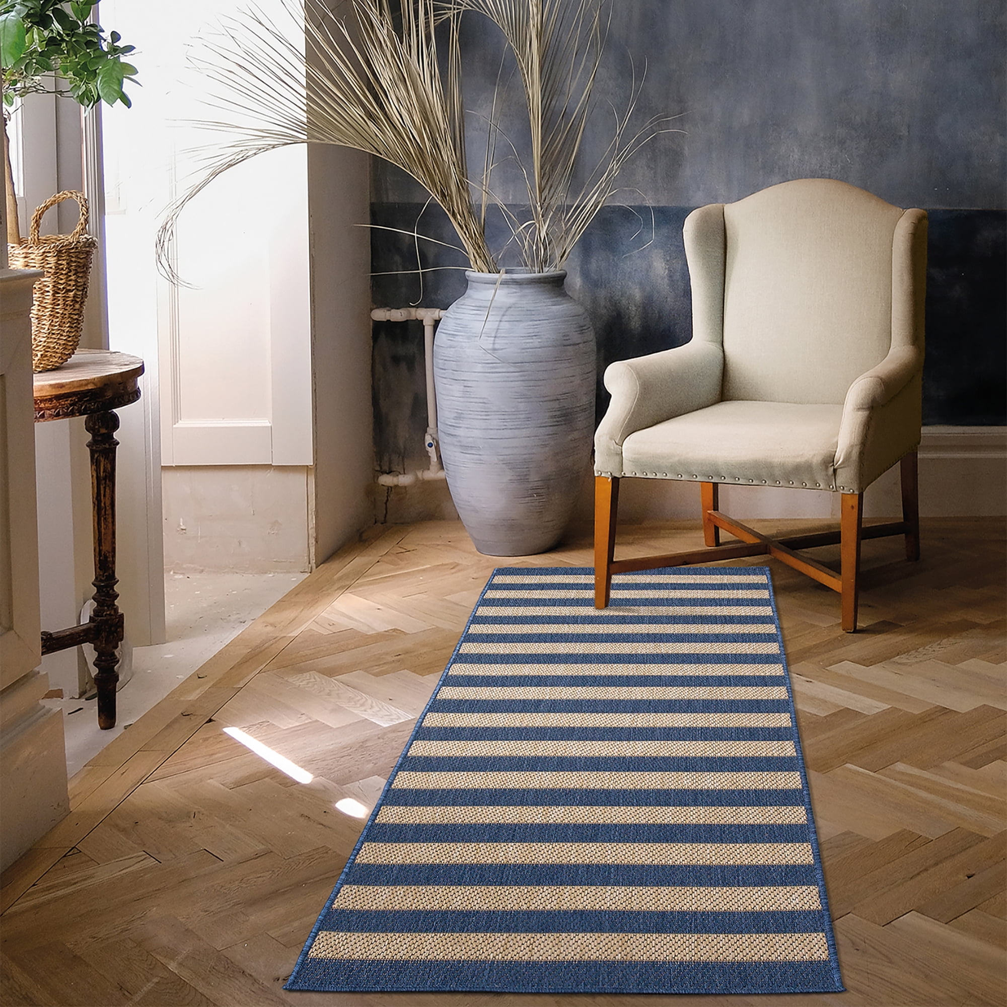 Ottomanson Jardin Striped Design 2x5 Non Shedding Indoor Runner Rug, 2