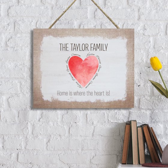 Personalized Family Is Where The Heart Wood Sign Personalized Family Is Where The Heart Wood Sign