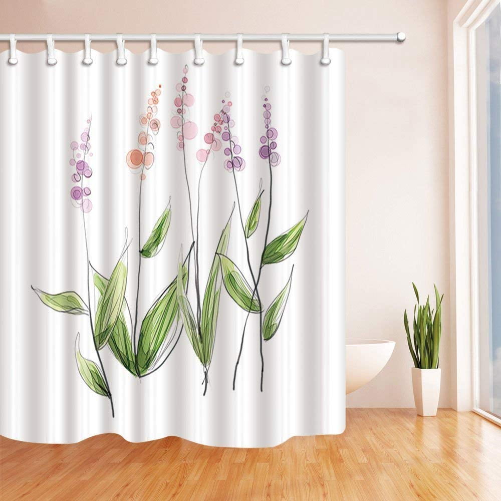 BPBOP Floral Watercolor Garden Plants with Herbs Flowers Polyester
