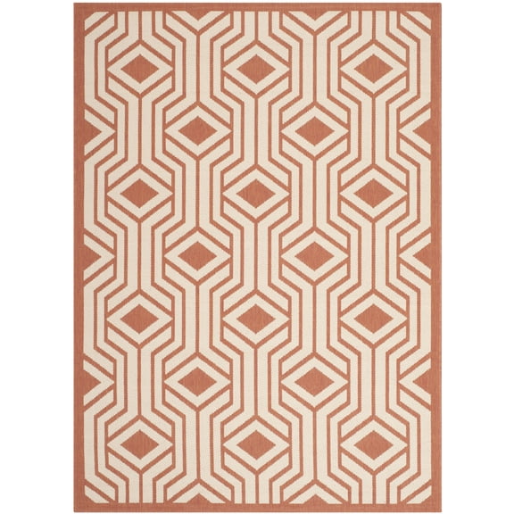 Safavieh Courtyard Brody Geometric Indoor/Outdoor Area Rug, Beige/Terracotta, 5'3" x 7'7"