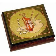 Olive Green Golf Reuge Musical Ring/Earring Box - Under the Sea (The Little Mermaid)