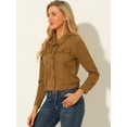 thumbnail image 4 of INSPIRE CHIC Veste de Moto Courte pour Femmes à Col Pointu, Boutonnée, avec Poches, 4 of 6