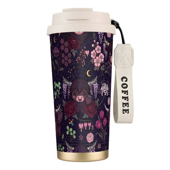 Highland Cow Coffee Mug, 18oz Leak-proof Cute Farmhouse Animal Tumbler Straw and Lid for Women