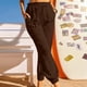 thumbnail image 2 of Pantalones de algodón y lino elásticos de color sólido informales a la moda para mujer Pompotops  ulkah939753, 2 of 5