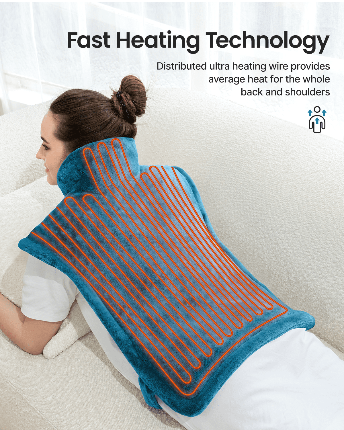RENPHO 24"x33" Electric Heating Pad for Neck Shoulder and Back, FSA Eligible, Heat Pad for Pain Relief, Fast Heating Hot Therapy 6 Heat Settings, ETL Certified, Gifts for Women Men - Blue
