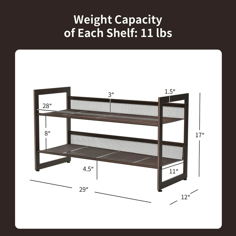 Angled shoe rack dimensions clearance