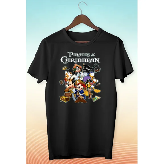 Reprint Rare VINTAGE Pirates Of The Caribbean Men's / Women's T Shirt N155