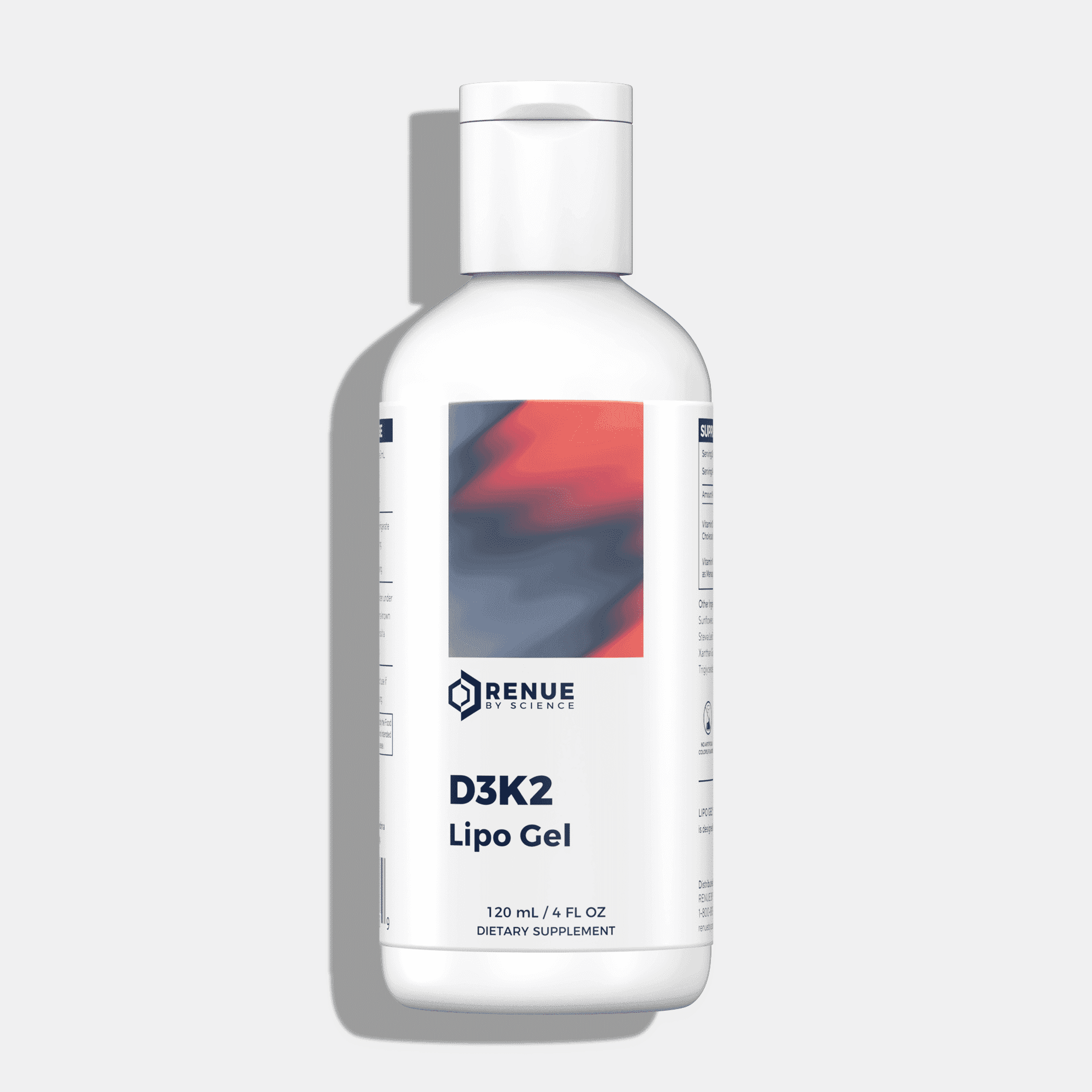 RENUE by SCIENCE Vitamin D3 K2 Gel | High Strength Liposomal D3 K2 Supplement | 120ml Vitamin D K2 Gel - 2500IU Vitamin D3 & 200mcg Vitamin K2 per Serving | Non-GMO & Allergen Free | Made in the USA