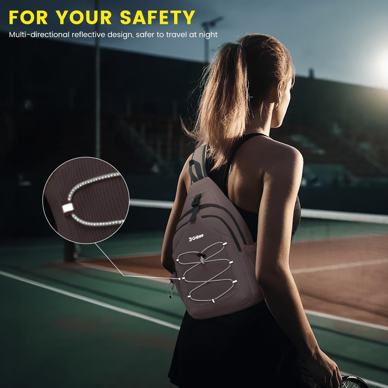 G4Free Pickleball Sling Bag for Women - Lightweight Crossbody Sports Bag