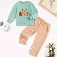 thumbnail image 2 of Jkety Baby Boy Clothes Baby Halloween Outfit Girl Boy Pumpkin Ghost Long Sleeve Crewneck Shirt Top and Pants Set Cute Fall Winter Clothes Green,5-6 Years, 2 of 4