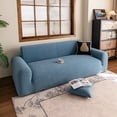 thumbnail image 3 of suxuMhao Solid Color Jacquard Sofa Cover Blue Washable Stretch Slipcover Oversized 120-141 Inches 5 Seater Couch Cover Protector Para Sofa All Season Universal Furniture Protector 1 Piece, 3 of 5