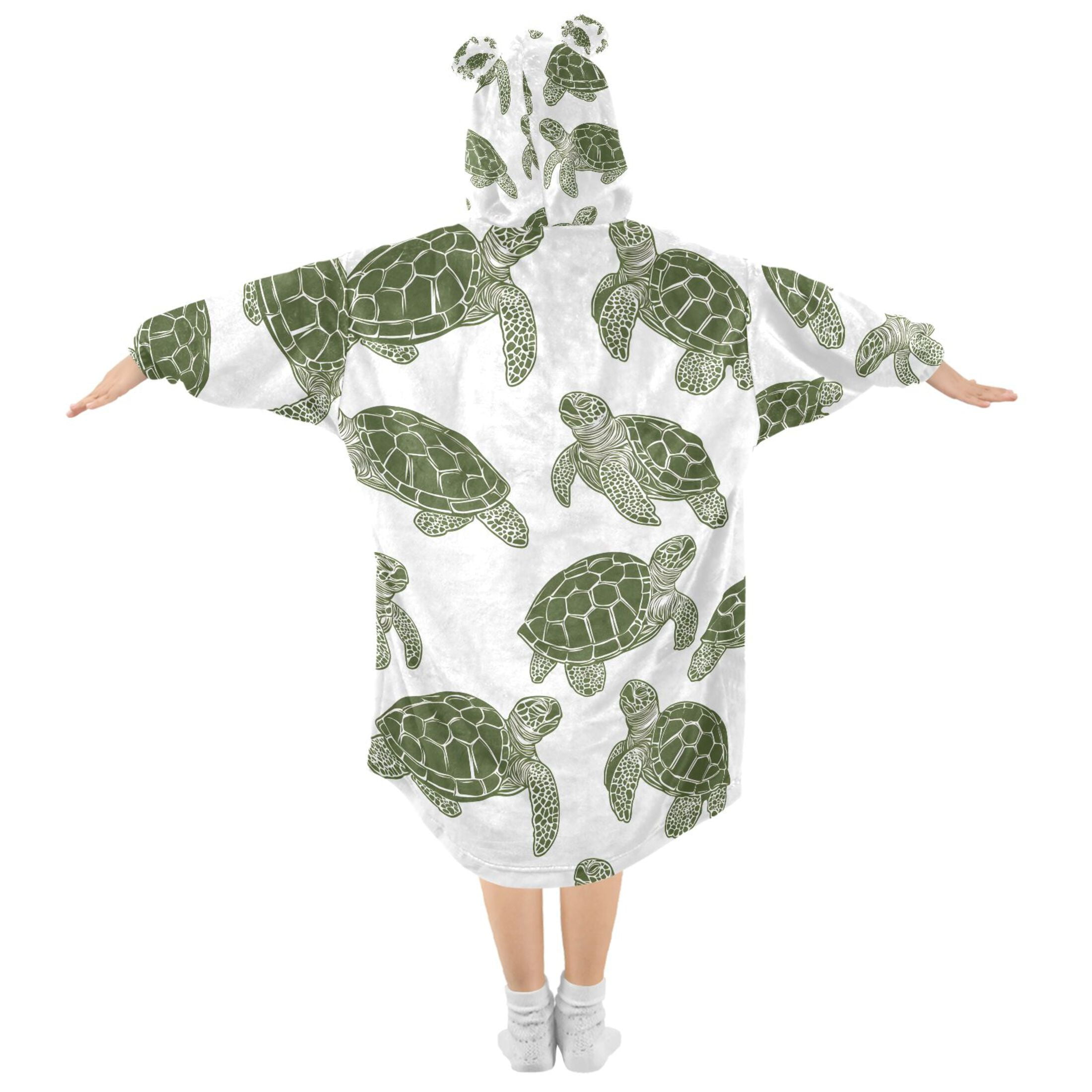 joogoo Blanket Hoodie for Turtle Retro Oversize Sweatshirt 3-14 YR L