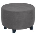 thumbnail image 2 of Round Ottoman Slipcover Ottoman Covers Slipcover Footstool Protector Covers Storage Stool Ottoman Covers Stretch Furniture Protector Machine Washable Gray, 2 of 7