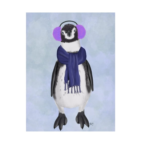 Fab Funky 'Penguin Ear Muffs' Canvas Art