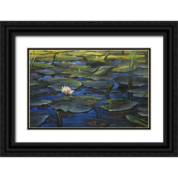 Braithwaite, Bruce 14x11 Black Ornate Wood Framed with Double Matting Museum Art Print Titled - Lily Pad Blossom
