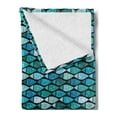 thumbnail image 2 of Fish Soft Flannel Fleece Throw Blanket, Doodle Aquarium Artwork with Repeating Fish Motifs Ornamented with Scales in Blue, Cozy Plush for Indoor and Outdoor Use, 70" x 90", Multicolor, by Ambesonne, 2 of 5