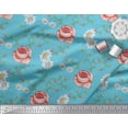 thumbnail image 2 of Soimoi Velvet Fabric Leaves & Daisy Floral Decor Fabric Printed Yard 58 Inch Wide, 2 of 5