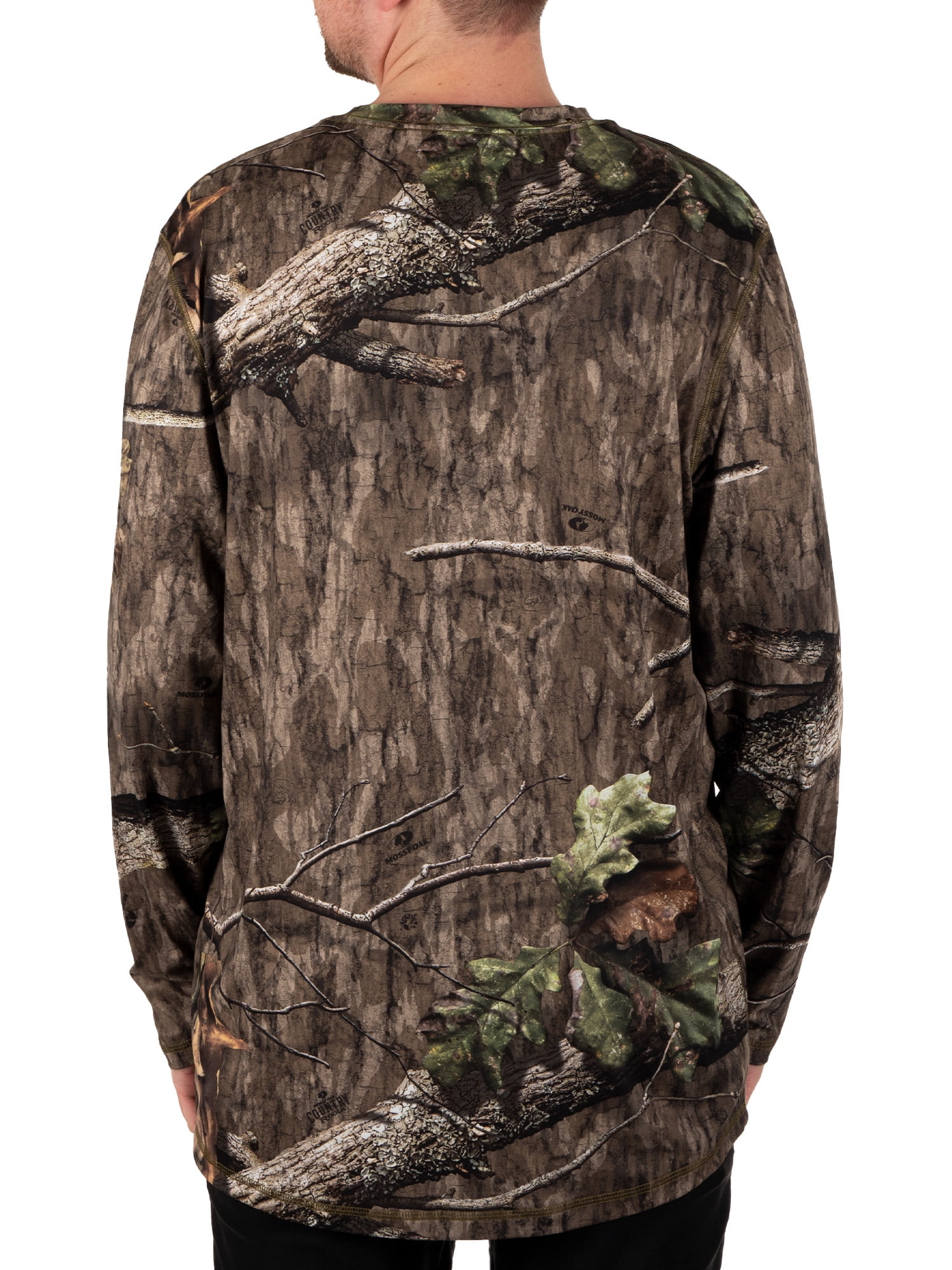 Mossy Oak Men's Long Sleeve Camouflage Hunting Performance Shirt, Mossy Oak Country Roots, L