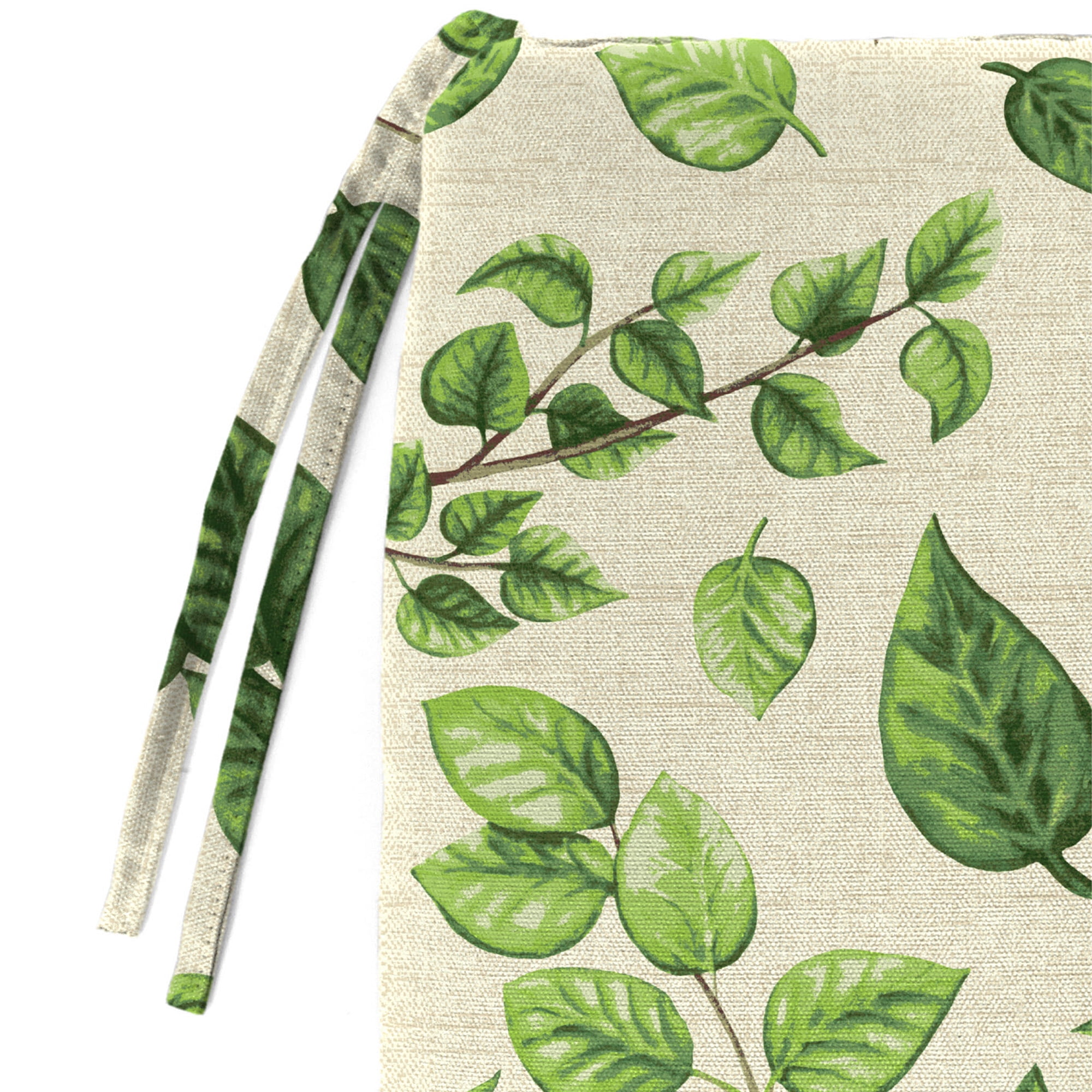 Jordan Manufacturing 16" x 16" Natik Aloe Green Leaves Square Outdoor Chair Pad Seat Cushion with Ties