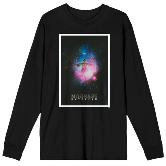 David Bowie Moonage Daydream Crew Neck Long Sleeve Black Adult Tee-Large