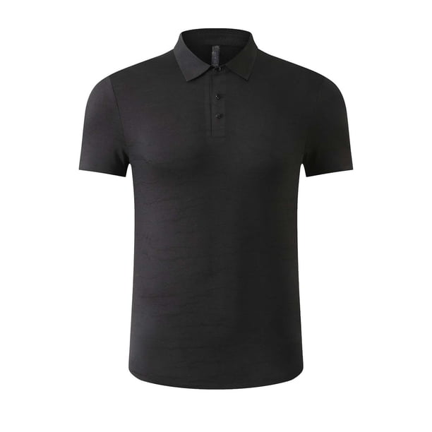 Tops para hombre, blusas y camisas de cuello redondo y manga corta para hombre, camiseta de manga corta de tejido laminado transpirable, sin costuras y con solapa de color liso de seda de hielo para h