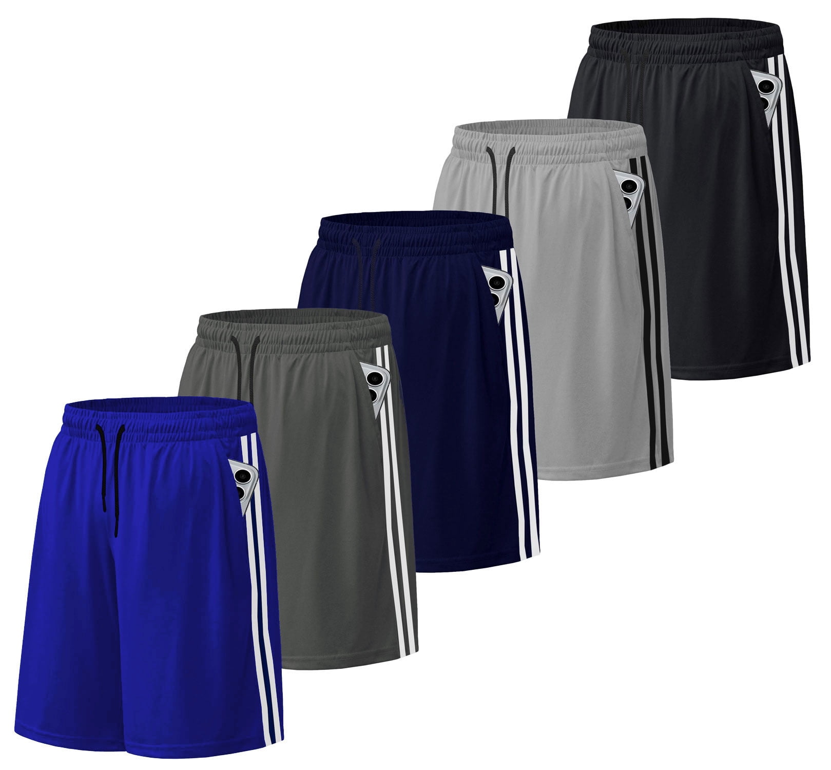 Galaxy by Harvic Men's 5-Pack Lightweight Breathable Mesh Shorts