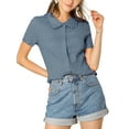 thumbnail image 6 of INSPIRE CHIC Women's Vintage Sweet Doll Collar Button Down Soft Shirt XS Dusty Blue, 6 of 9