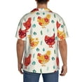 thumbnail image 3 of Hirioo Flower Chicken for Men's Cuban Collar Short Sleeve Shirt Button Down Shirt Beach Summer Shirts Wedding Vacation Shirts-Small, 3 of 5