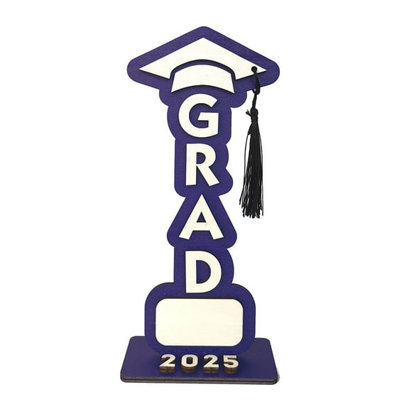 YiBai 2025 Graduation Table Decorations, Wooden Personalized Class of 2025 Graduation Tables Centerpieces for High School Graduation Party Decorations(Purple&White)